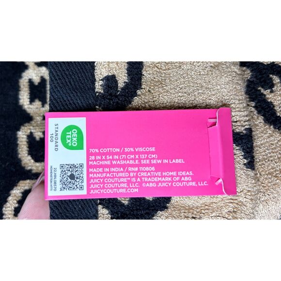 Juicy Couture Black & Gold Chain Bath Towels Luxury Cotton/Viscose Glam Bathroom - Picture 7 of 10